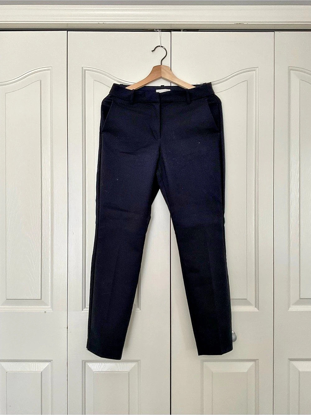 H&M Navy Straight-Leg Trousers Size 6
